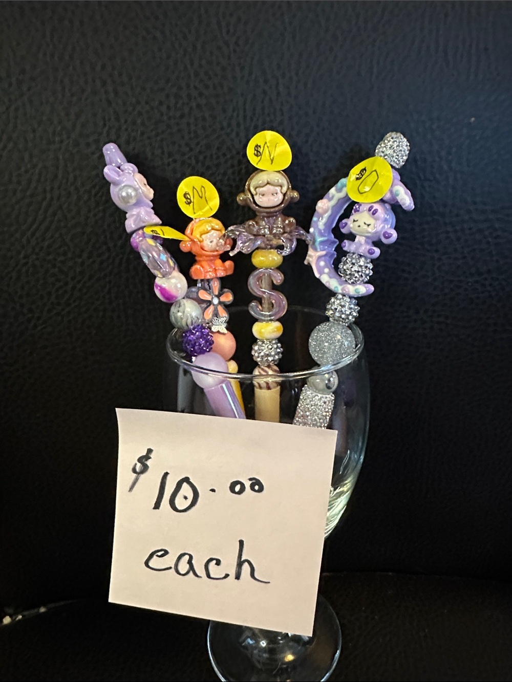 Handmade Beaded Decorative Pens — Purple & Pastel Accents